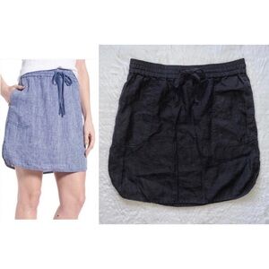 NWOT Nordstrom Caslon Linen Easy Linen Charcoal Black Skirt